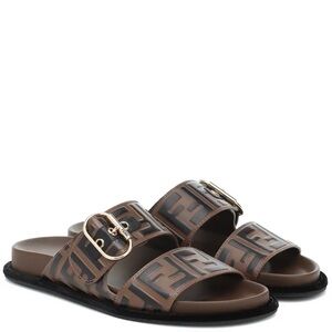 Fendi Brown Slide Sandals